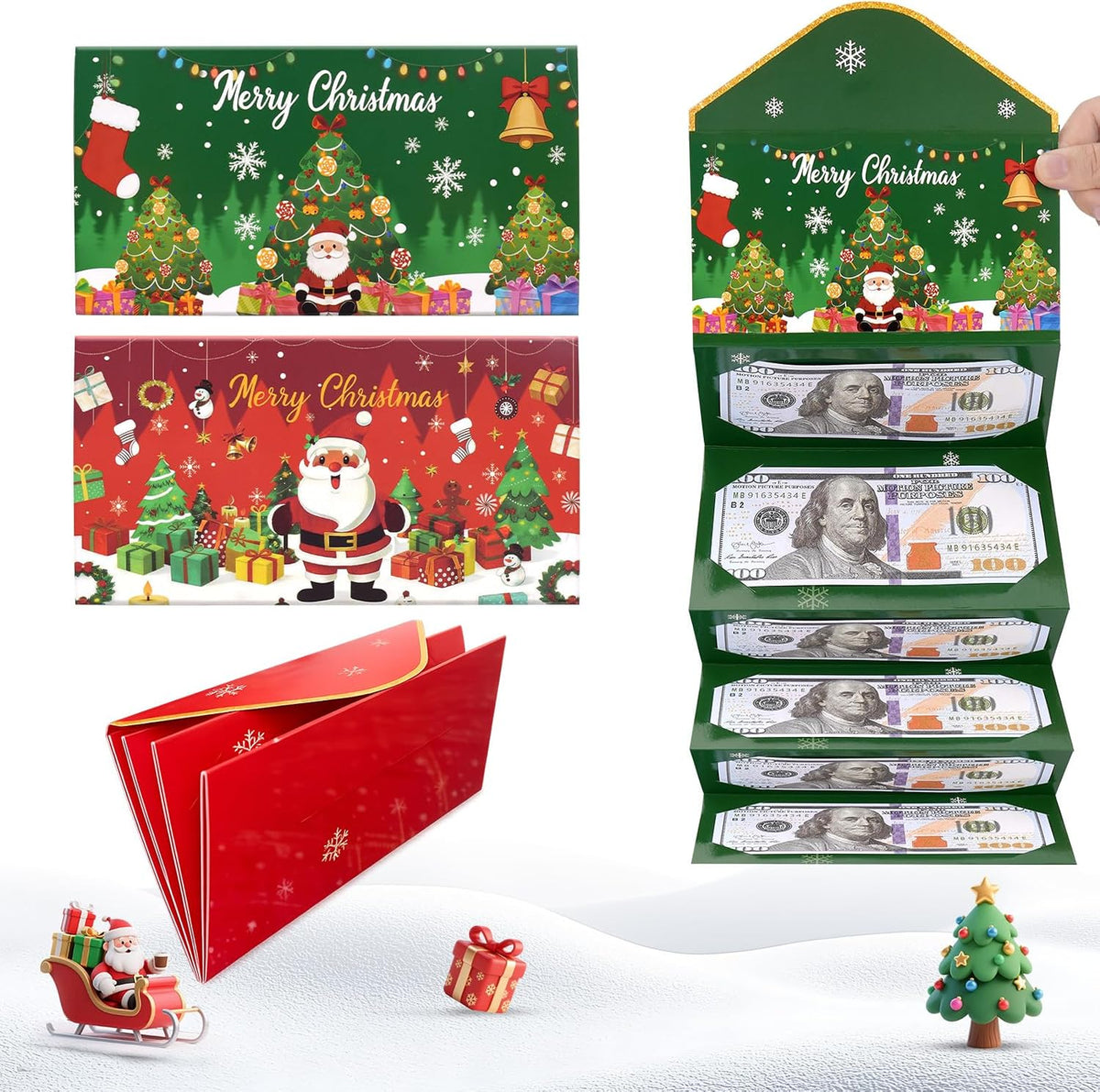 New 2Pcs Christmas Money Holders for Cash, Christmas Gift Card Holder