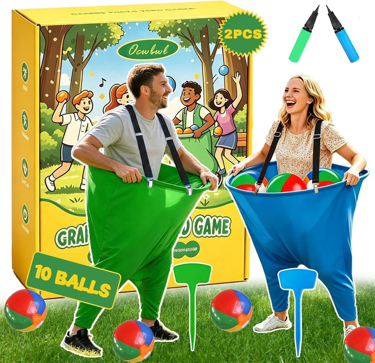 Granny Pants Yard Game, Tossing Games with Bouncy Balls & Pump