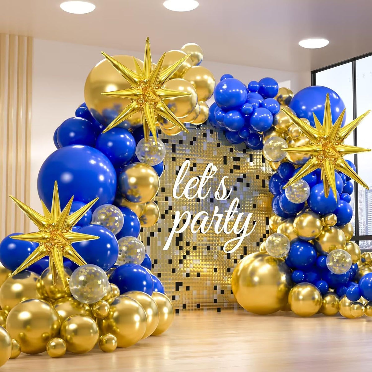 156 Pack 18" 12" 10" 5" Royal Blue and Gold Balloons Garland Arch Kit