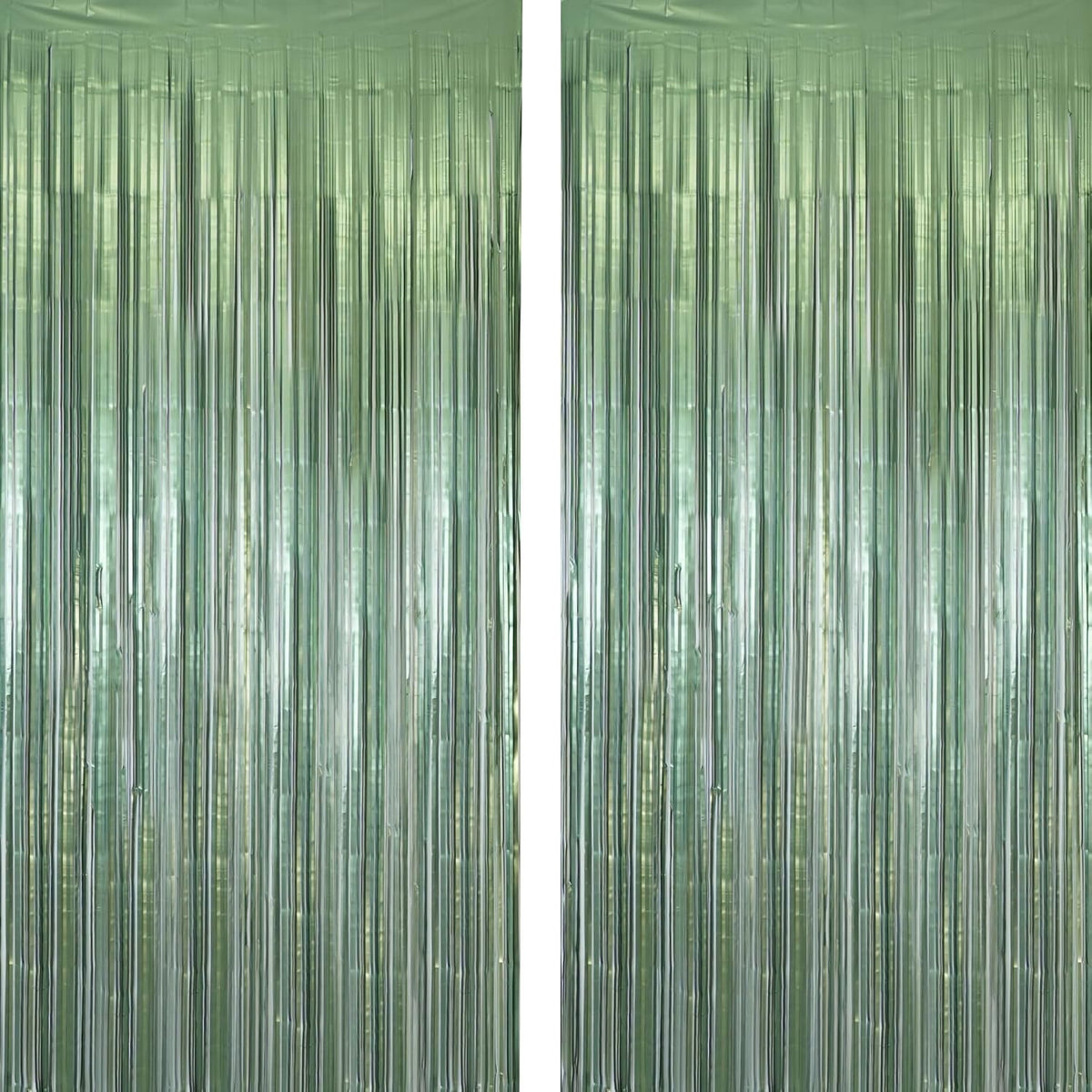 Sage Green Foil Fringe Streamers 8.2ft x 3.2ft 2 PCS