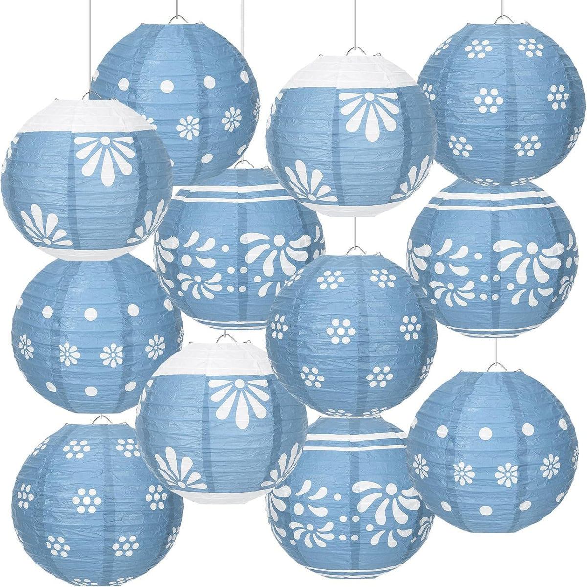 Baquler 12 Pcs Cielito Lindo Hanging Lanterns Decorations, Blue