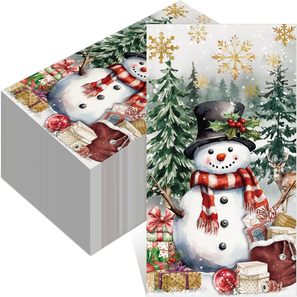 100 Pcs Christmas Snowman Guest Paper Napkin for Decoupage