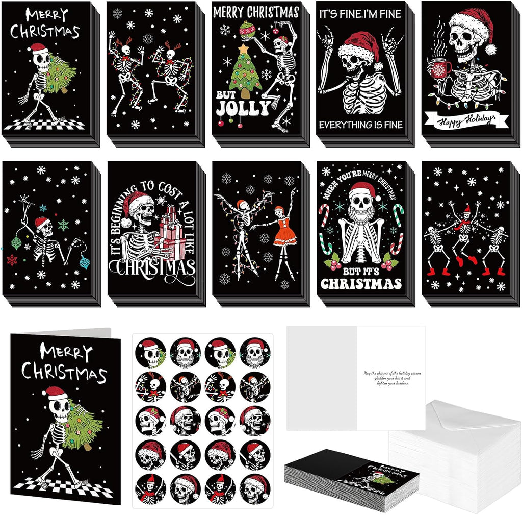 Motiskyy 100 Sets Christmas Cards with Envelopes Sticker, Gothic