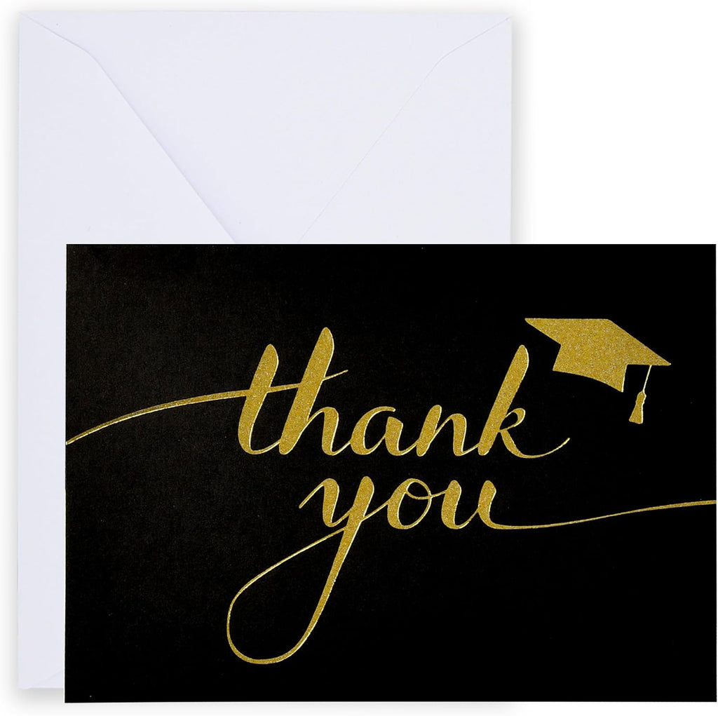 Gift Boutique 50 Graduation Thank You Cards with Envelopes Black Gold Thank You Notes Bulk Graduation Party Supplies Senior Congrats Cards Set