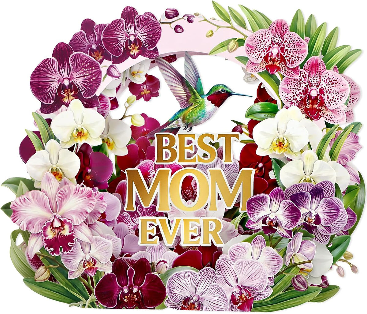 D4DREAM Orchid Mother Birthday Card for Women Mom Wife Daughter Grandma