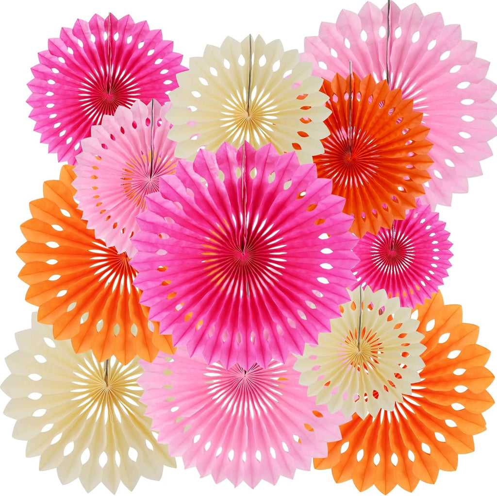 BEISHIDA Honeycomb Round Paper Fans Pink Orange White Hanging Party Decor