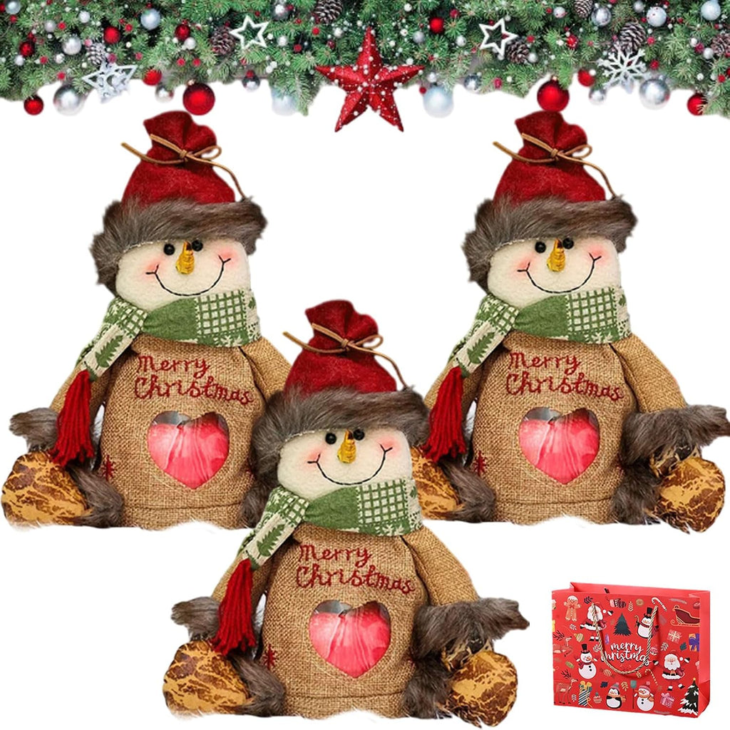 Yrcasu Christmas Gift Bags Zipper Design, Large Capacity Christmas Gift Bags, Reusable Christmass Gift Storage Bags - 3 Shapes (Snowman, Santa, Elk) for Chritmas Party Decor Candy and Gift (3Pcs B)