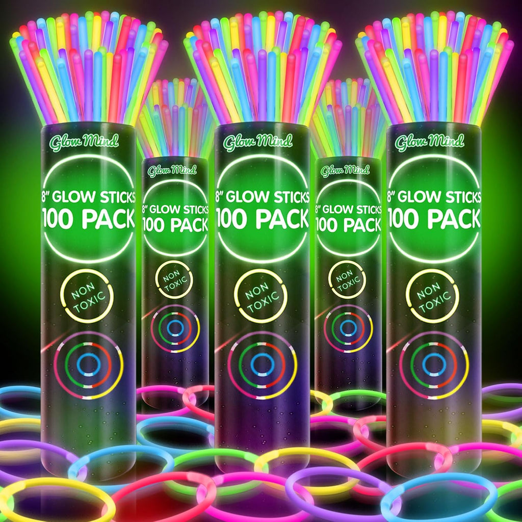 500 Glow Sticks Bulk Party Pack, 8" Halloween Glow Bracelets and Necklaces