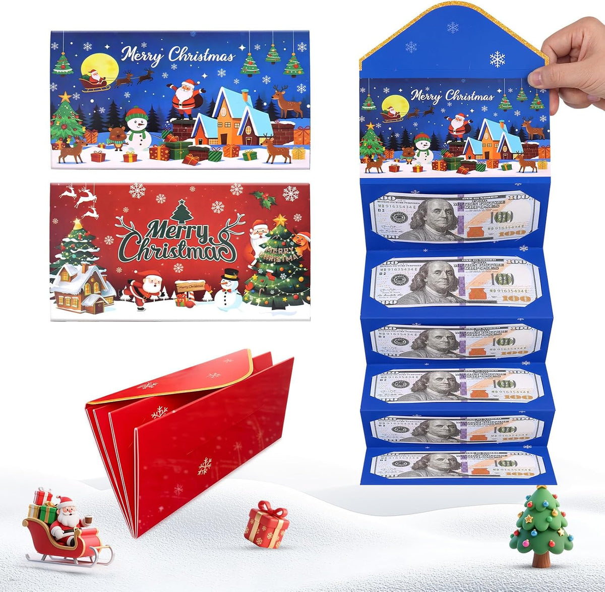 New 2Pcs Christmas Money Holders for Cash, Christmas Gift Card Holder