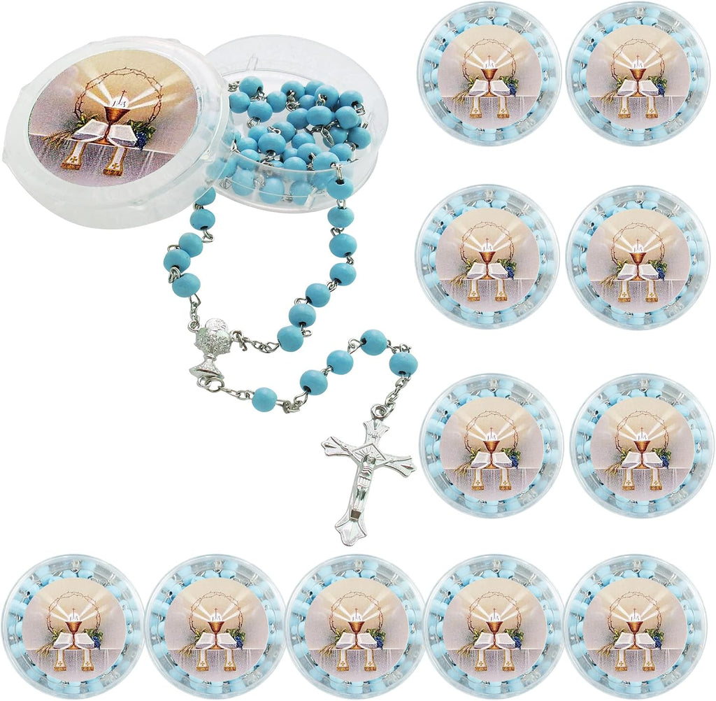 WE 12-Pack First Holy Communion Scented Rosary Favors with Box and Bag