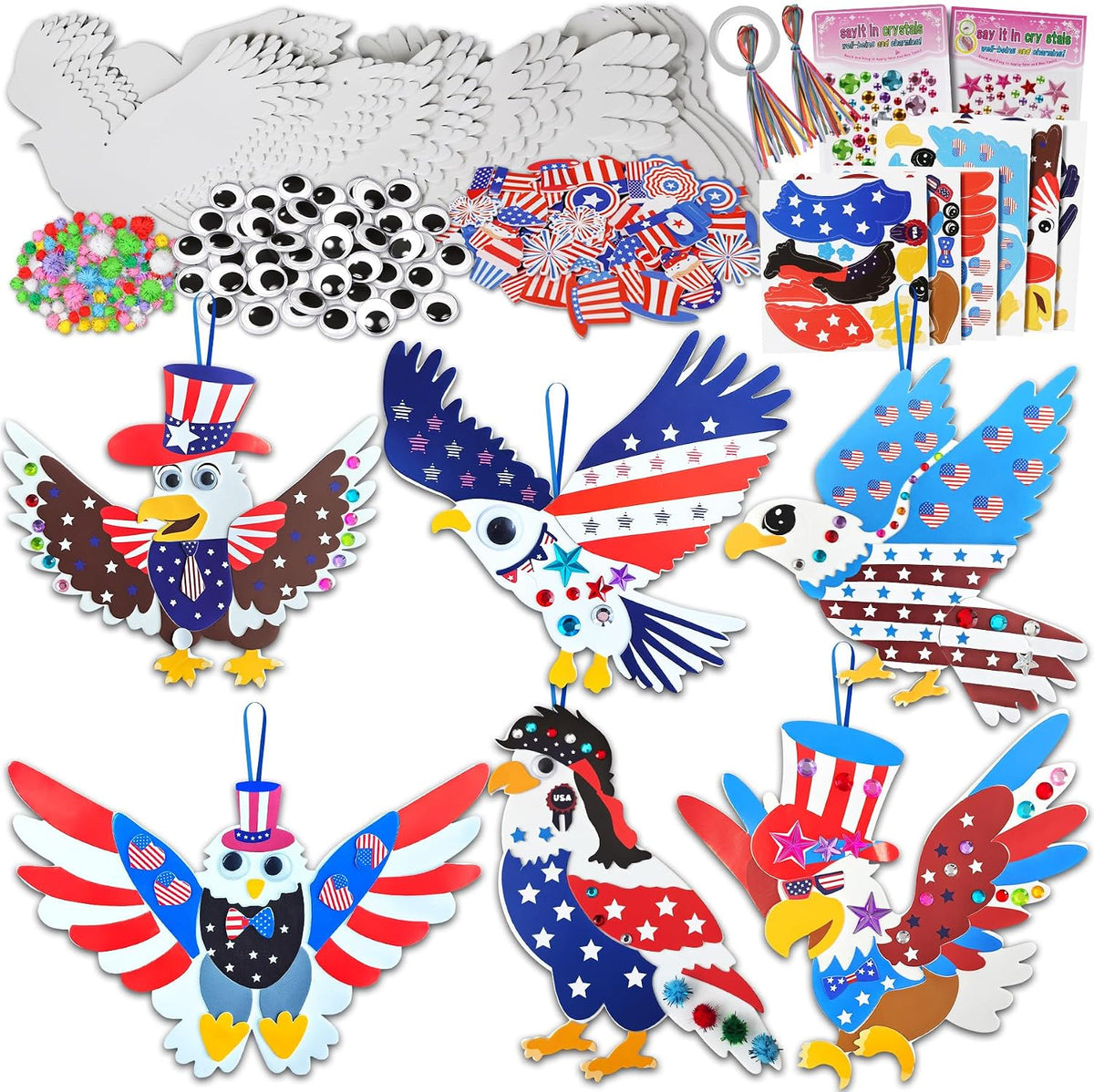 Ruicnte 4th of July Foam Eagle Patriotic Crafts for Kids School Activity