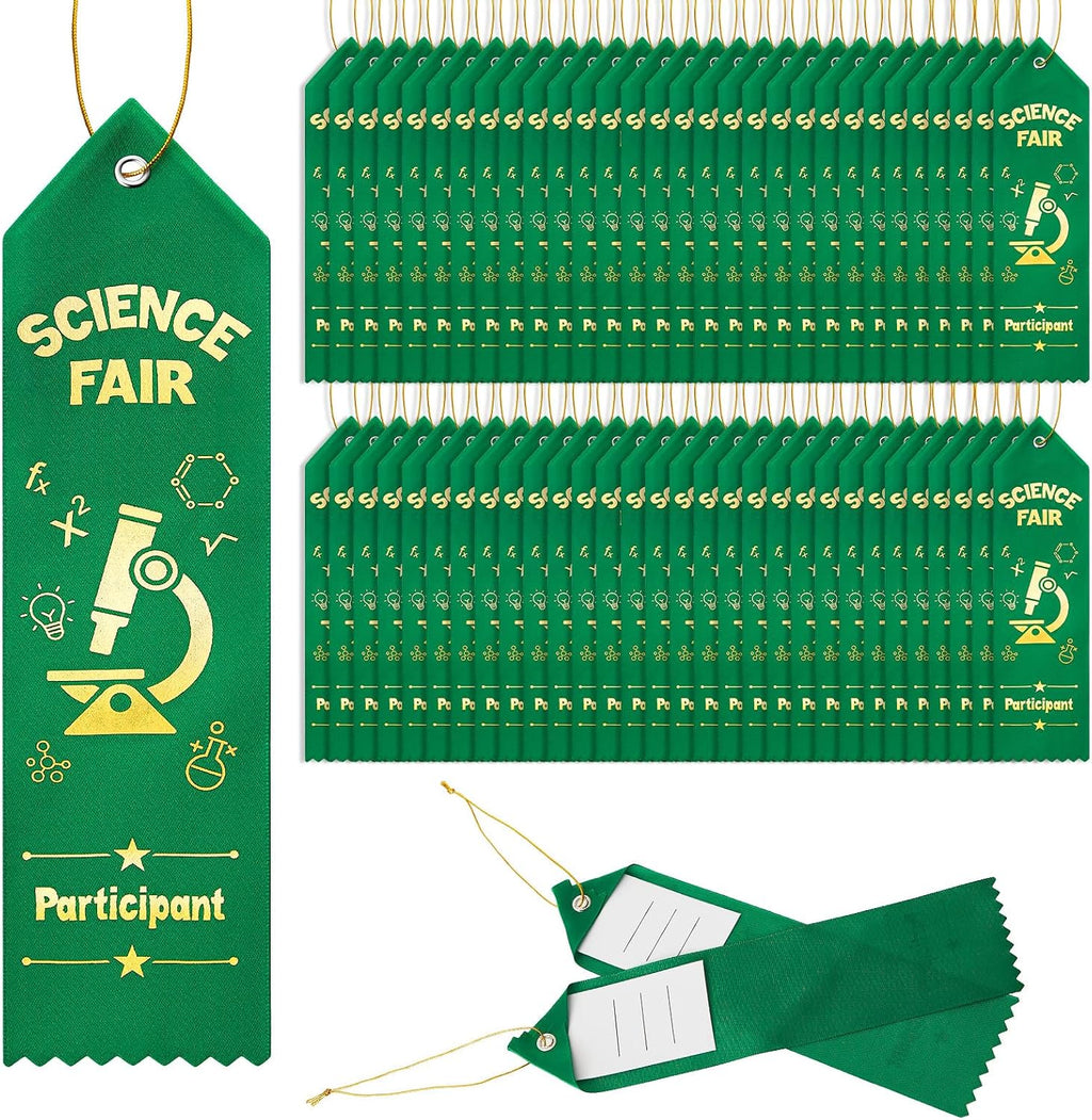 Taiyin 200 Pcs Science Fair Ribbons,Science Fair Participant Award,Green