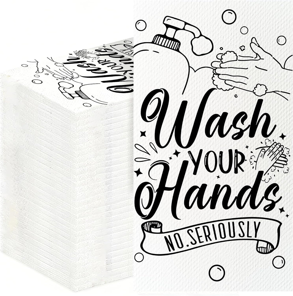 100 Pack Wash Your Hands Disposable Hand Towels for Bathroom Paper Towels for Guests Etiquette Guest Dinner Napkins Decorative Paper Hand Towels for Bathroom Wedding Birthday Anniversary