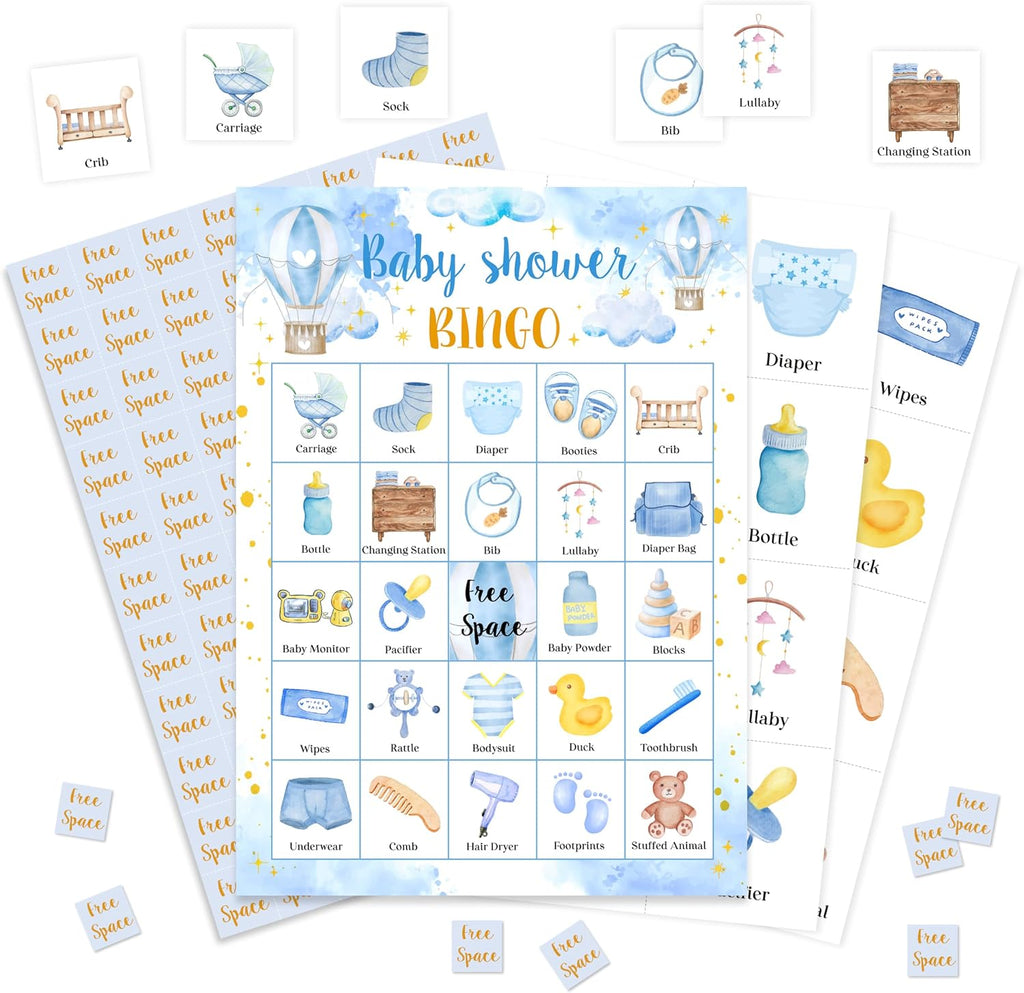 Baby Shower Bingo Game, Moon and Stars Bingo Cards Set, Pink Gender Reveal Party Bingo Supplies for Adults, Family Friends Activities Favors Decorations for 24 Player, 02