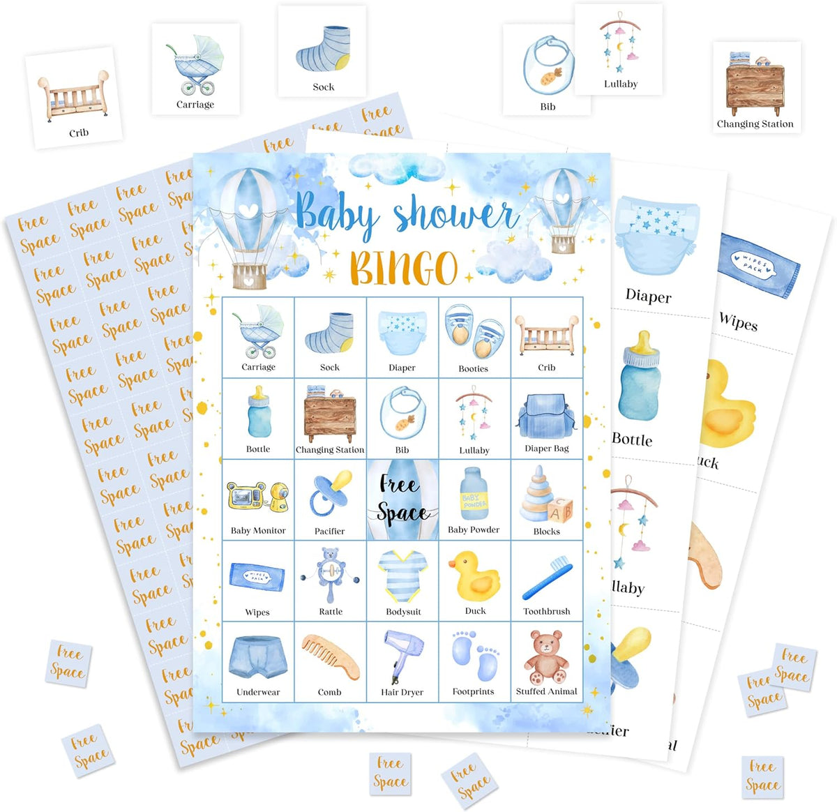 Baby Shower Bingo Game, Moon and Stars Bingo Cards Set, Pink Gender Reveal Party Bingo Supplies for Adults, Family Friends Activities Favors Decorations for 24 Player, 02
