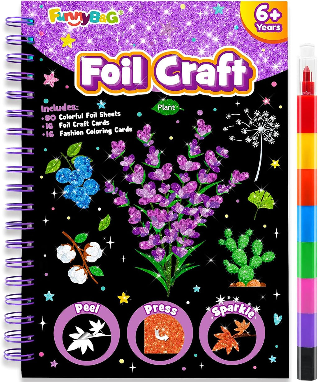 FUNNYB&G Foil Art Craft Kit for Kids, Sparkly Birthday Gift Toy for Girls