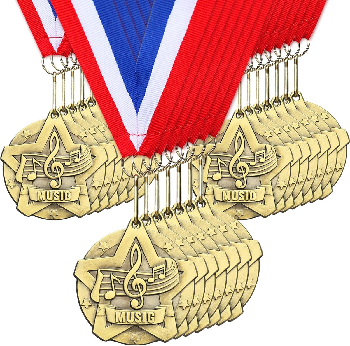 Quelay 30 Pcs 2 Inches Award Medals Bulk Medals Bulk with Neck Ribbons Metal Trophy Award Prize Gift for Tournaments, Competitions, Party, Kids and Adults