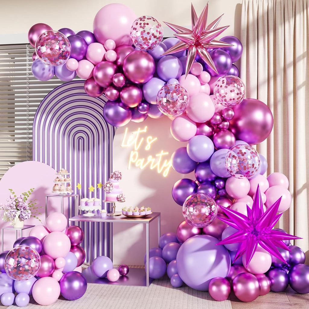 Pink and Purple Balloons Arch Kit for Birthday Decorations