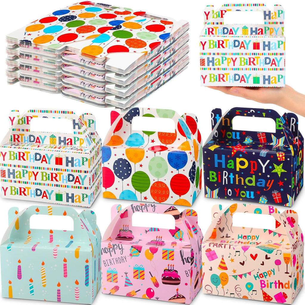 Zhanmai 36 Pack Happy Birthday Party Treat Boxes 6 in Party Favor Gift Box