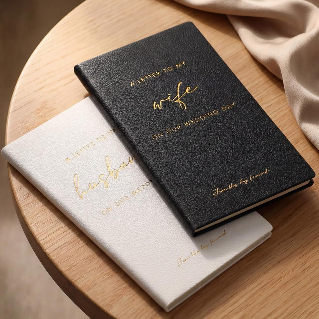 2 Set Wedding Vow Books with Soft Cover to My Husband Wife Vow Books with Gold Foil Bride and Groom Notebook 40 Lined Pages Wedding Gifts for Bridal Shower Newly Engaged Couple Essential