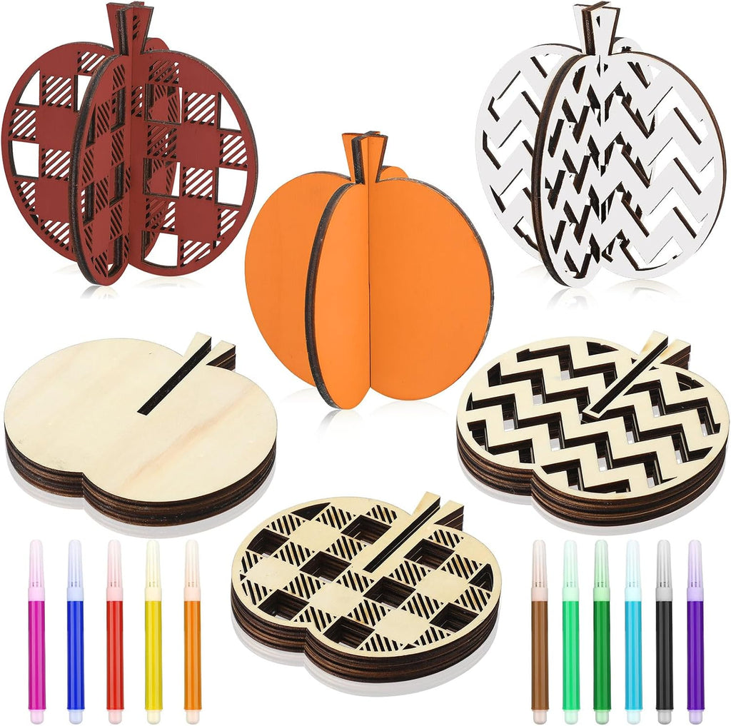 36PCS Wooden Fall Ornaments to Paint Thanksgiving Decorations, 6 Styles DIY Blank Autumn Unfinished Wood Maple Leaves Turkey Pumpkin Halloween Cutouts Ornament for Crafts Birthday Party Gifts Hanging