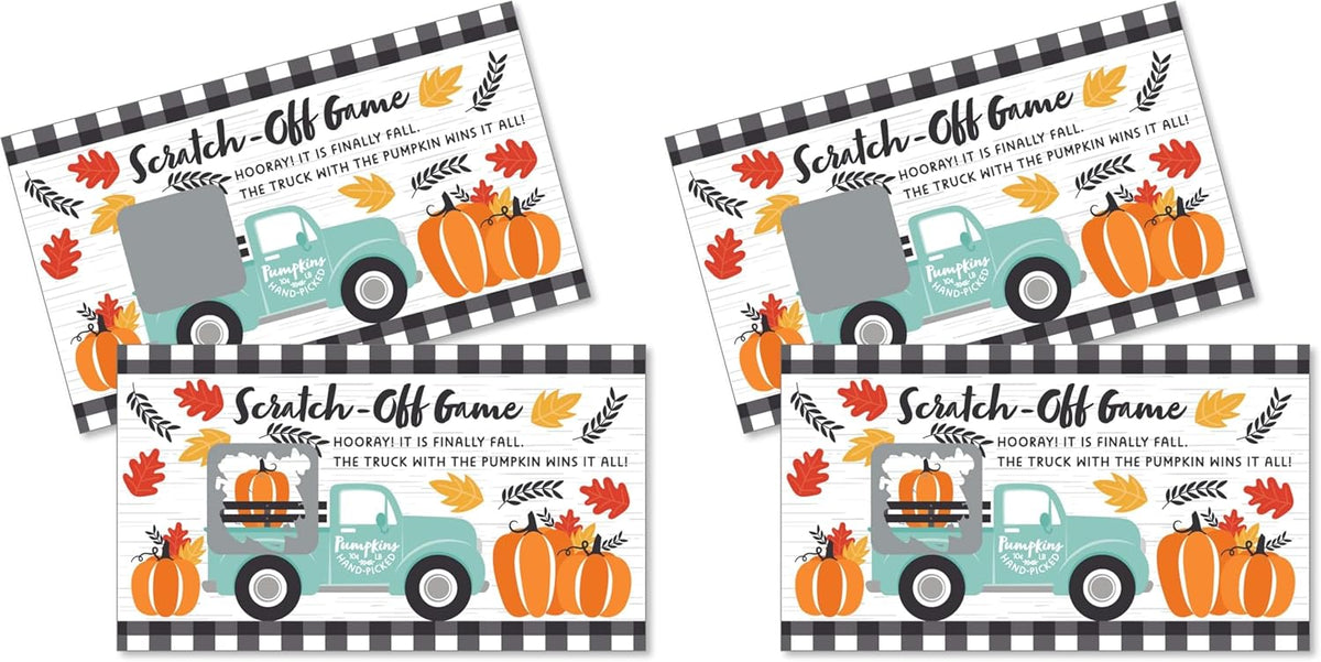 Big Dot of Happiness Fall Truck - Thanksgiving & Halloween Party Game - 22 Count Scratch Offs (Pack of 2)