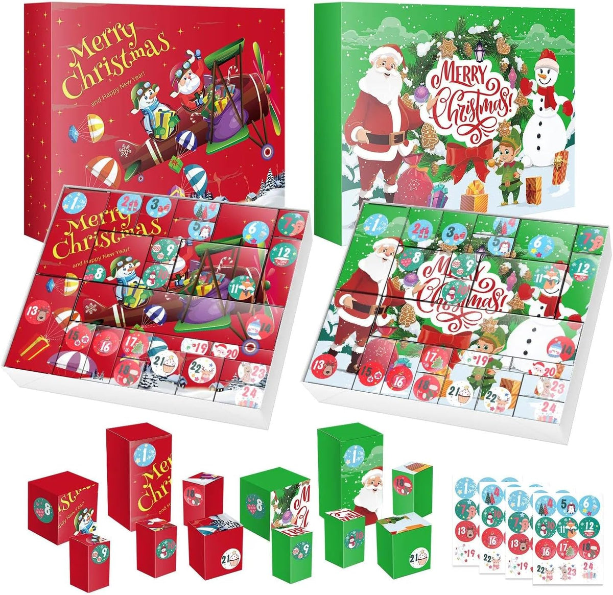 2026 Empty Christmas Advent Calendar Box Set for DIY 2 Pack