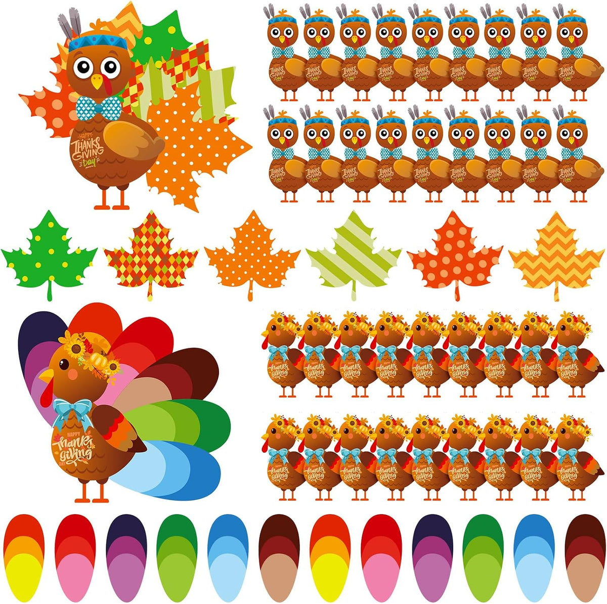 BBTO 36 Sets Thanksgiving Turkey Craft Kit Fall Craft, Cute Style