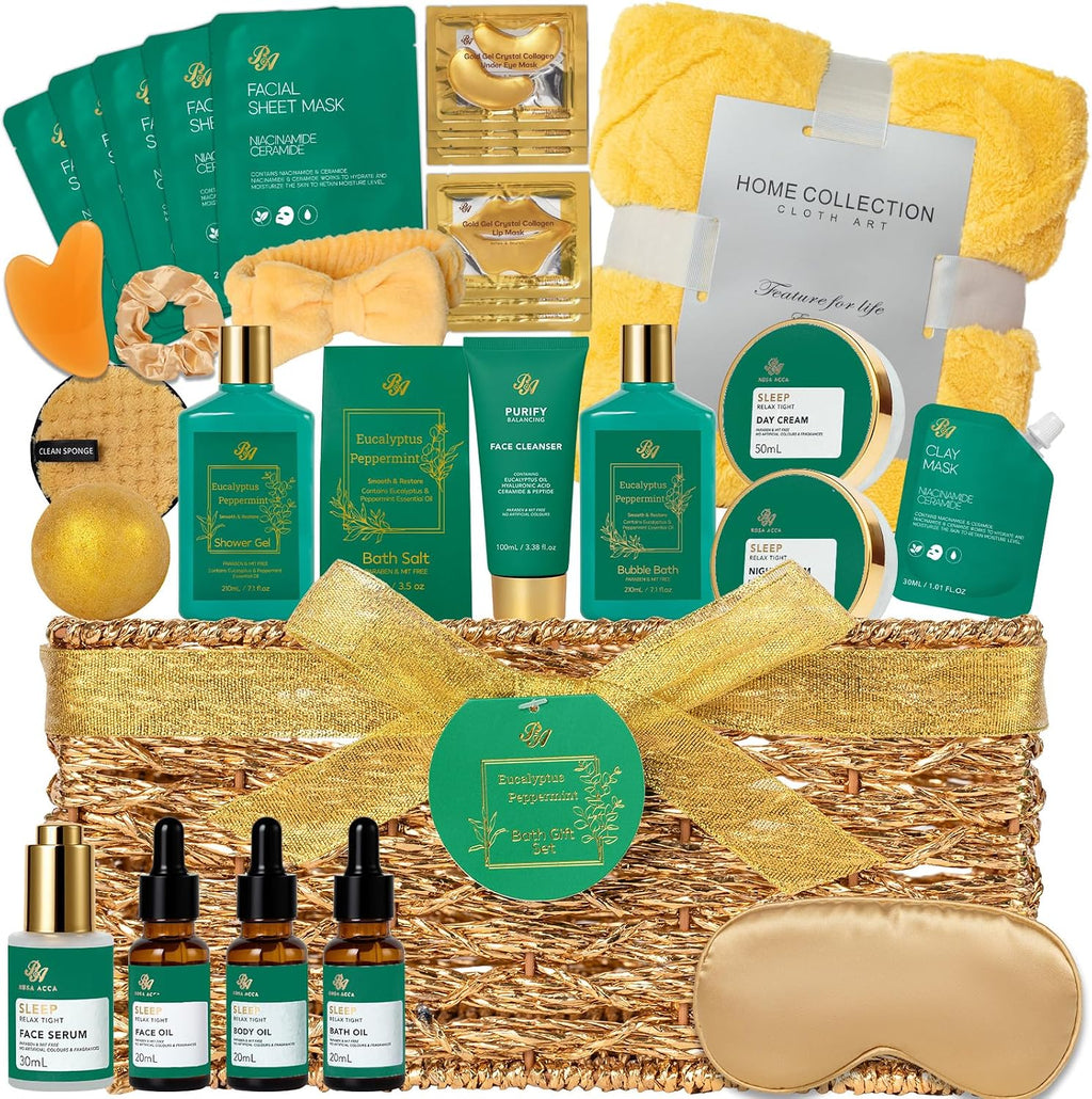 Gifts for Women & Men, 35Pcs Eucalyptus Home Spa Gift Basket, Get Well Soon