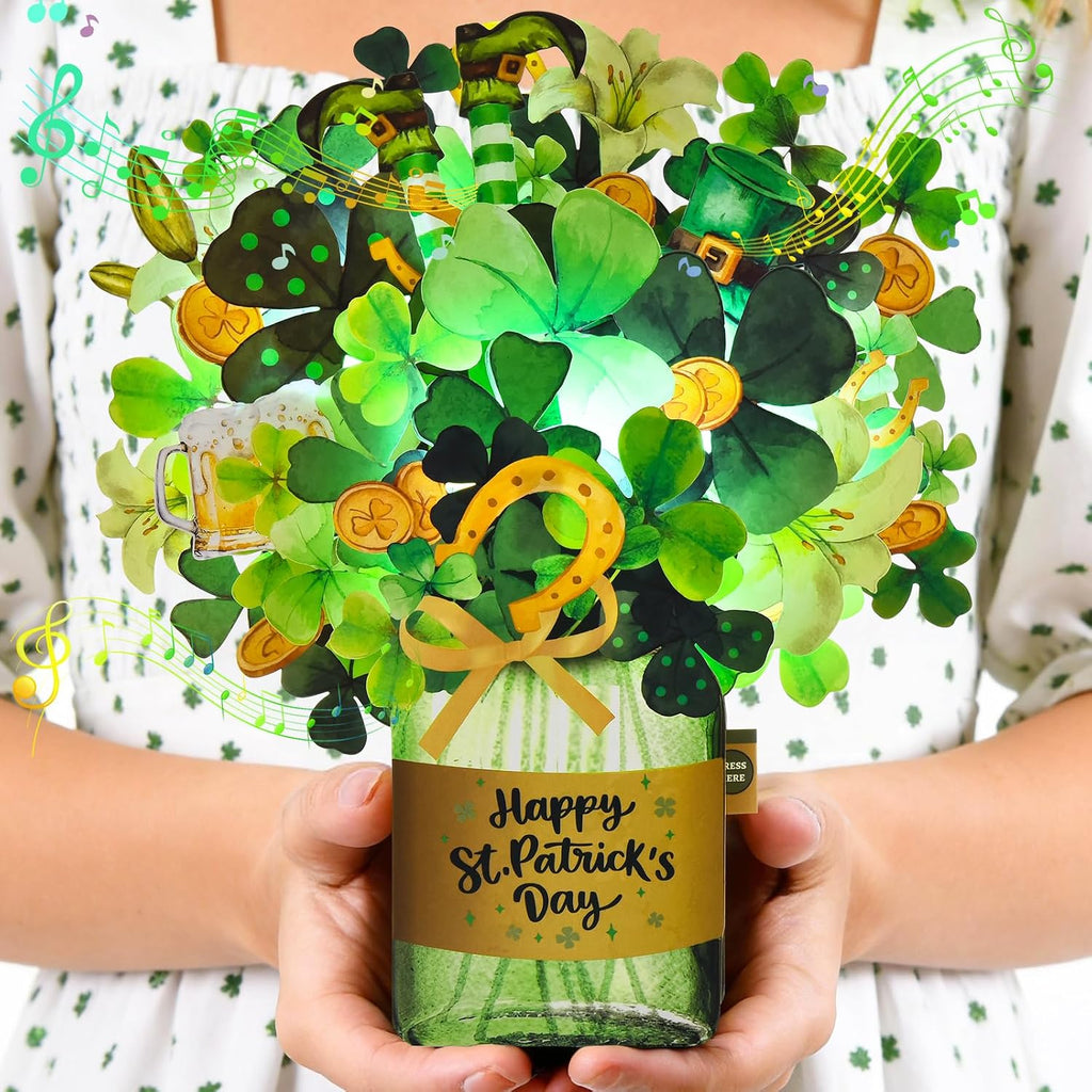 St Patricks Day Cards, Pop Up Musical Lights Up Happy Saint Patrick’s Card
