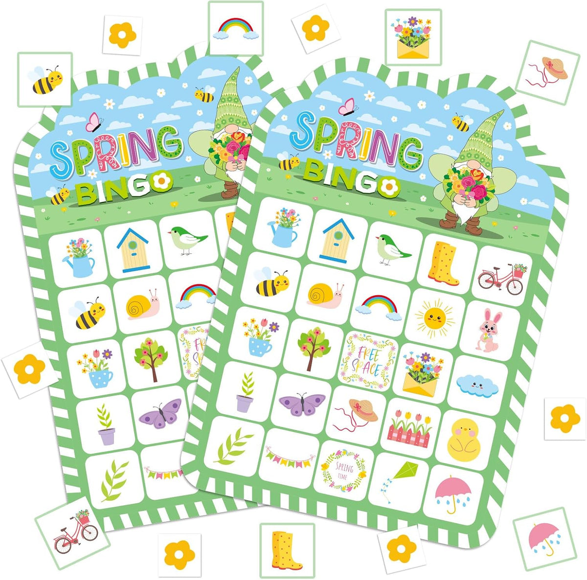 YQUQWN Spring Bingo Game 24 Players, Spring Party Bingo Cards Set, Spring Party Games for Adults, Birthday Holiday Spring Activities