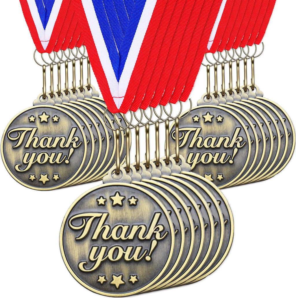 Quelay 30 Pcs Gold Star Awards Medals 2" Ribbons
