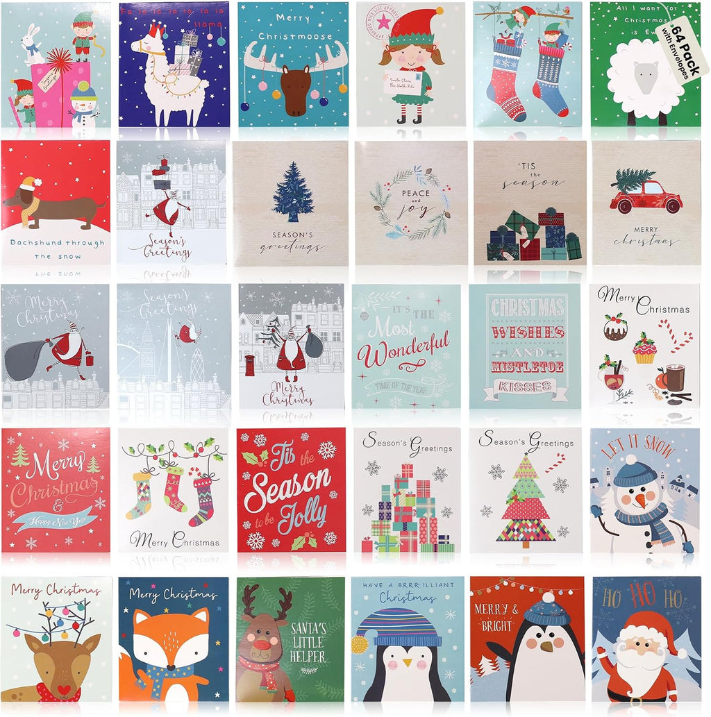 Iconikal Mini Christmas Cards 64-Pack with Envelopes 3x3