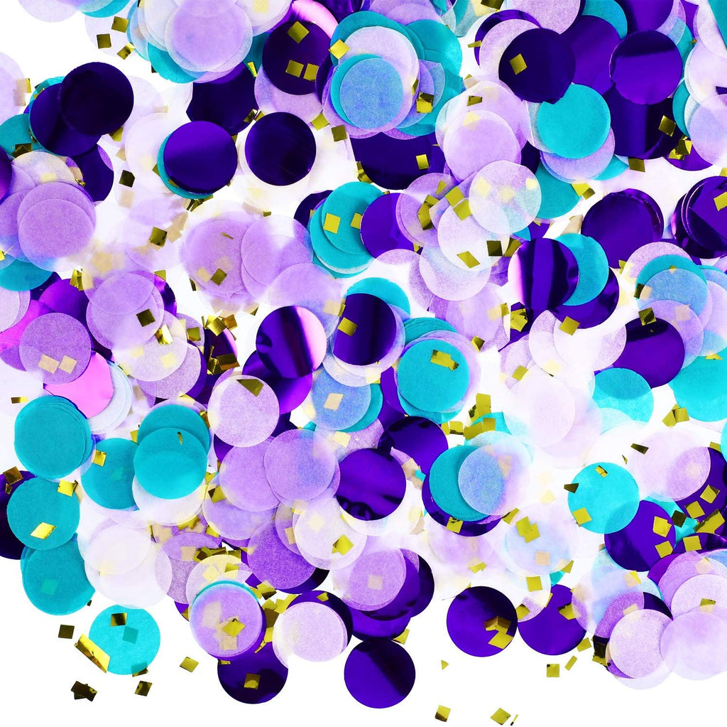 TecUnite Purple Teal Confetti Tissue Table Confetti, 2.5 cm