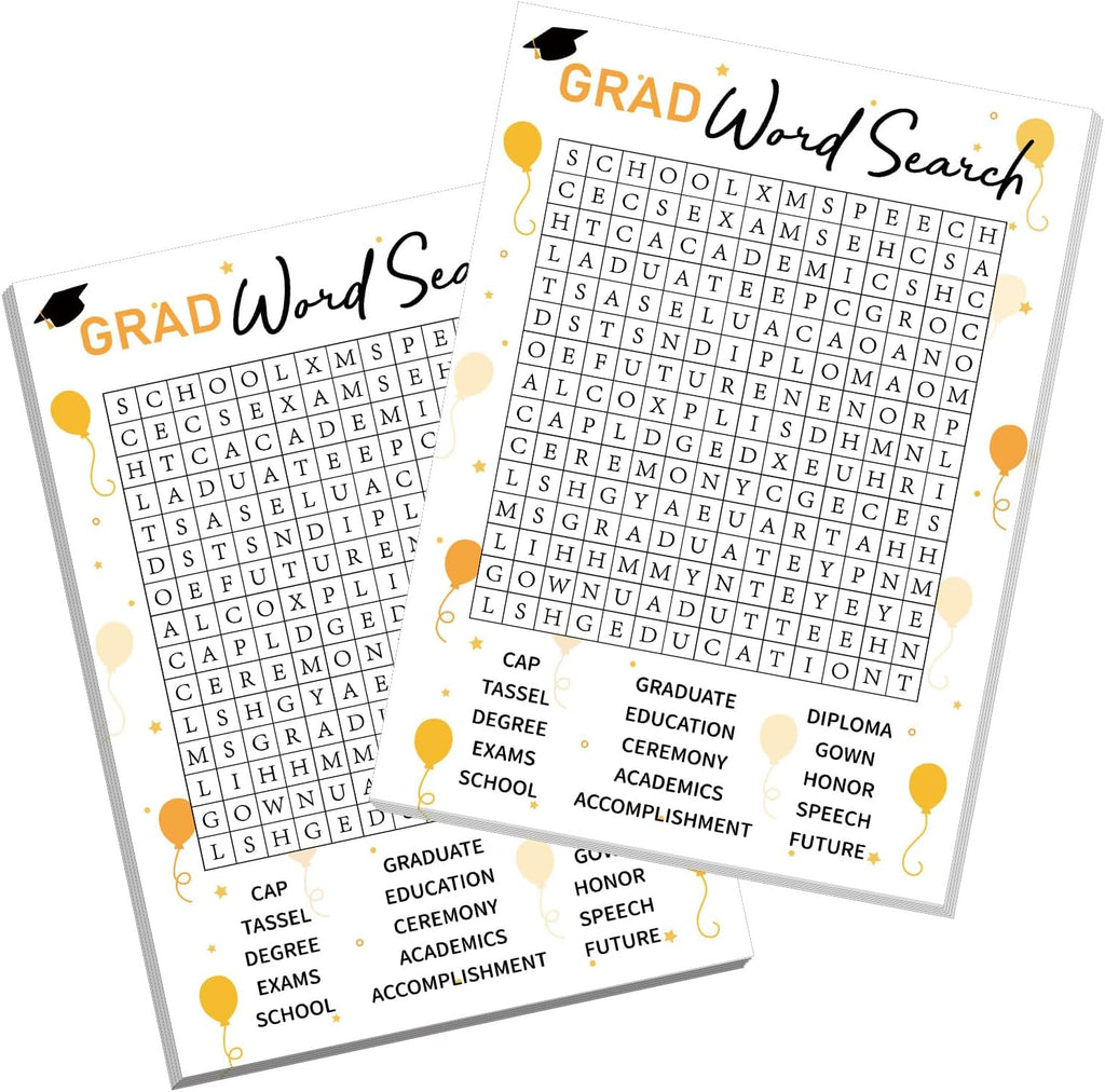 COCHIE 30 Players 2026 Graduation Party Games, Graduation Words Search Game, Word Scramble Guess Game with Answer Key, Grad Parties Supplies Favor (Grad Word Search)