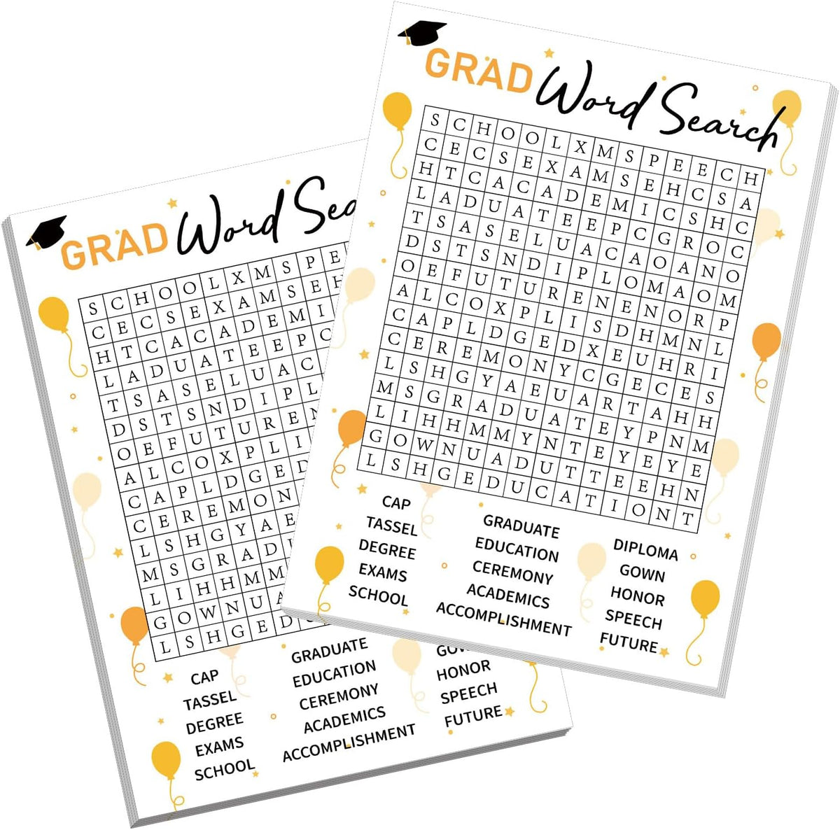 COCHIE 30 Players 2026 Graduation Party Games, Graduation Words Search Game, Word Scramble Guess Game with Answer Key, Grad Parties Supplies Favor (Grad Word Search)