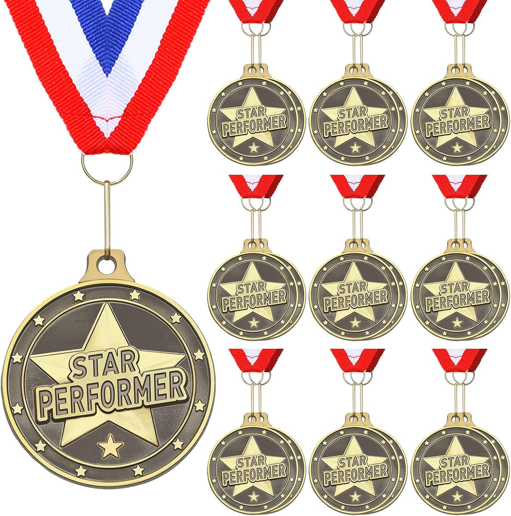 20 Pcs 2'' Awards Medals Bulk Winner Medals with Neck Ribbons Metal Trophy Award Prize Gift for Tournaments, Competitions, Party, Kids and Adults