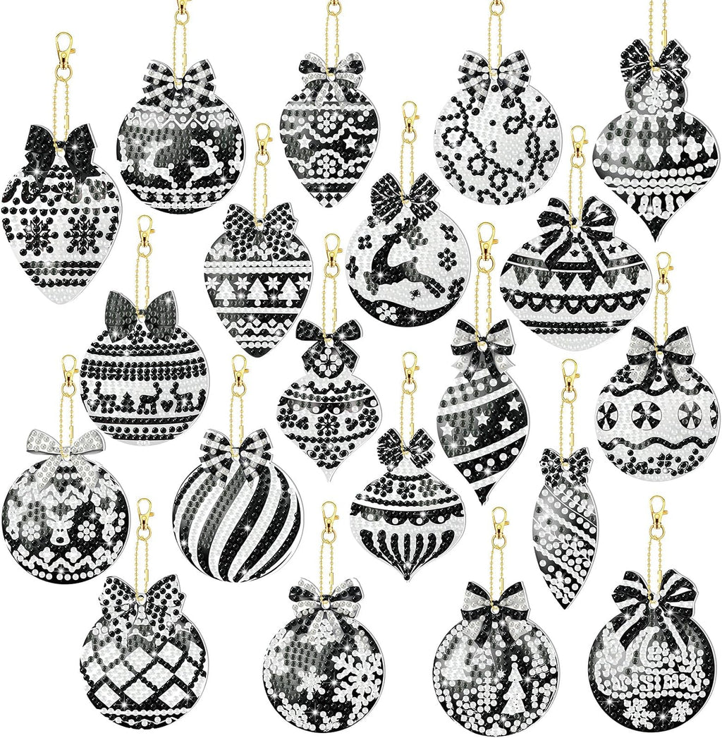Tondiamo 20 Pcs Christmas Diamond Art Kits 5D DIY Diamond Painting Keychain