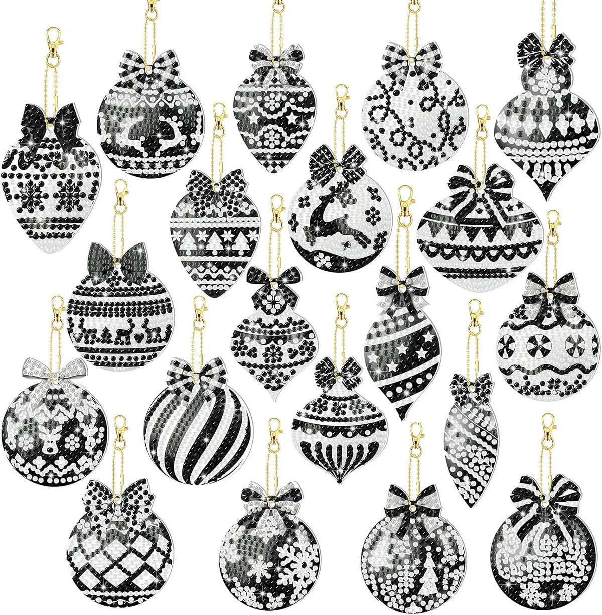 Tondiamo 20 Pcs Christmas Diamond Art Kits 5D DIY Diamond Painting Keychain