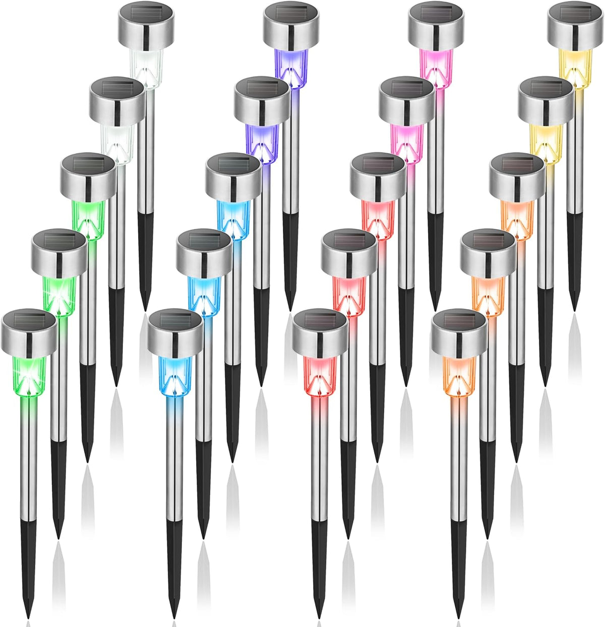 GIGALUMI Outdoor Waterproof Multicolor Solar Garden Lights, 20 Pack