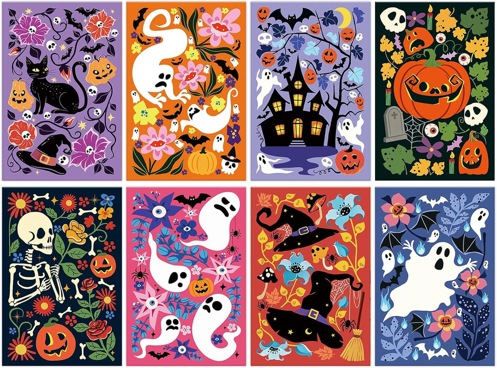 24 Pack Cute Halloween Greeting Cards, Cozy Halloween Decor Cards with Envelopes, Bulk Non-Scary Halloween Card Set for Adults Kids Teachers Party Favors, Blank inside