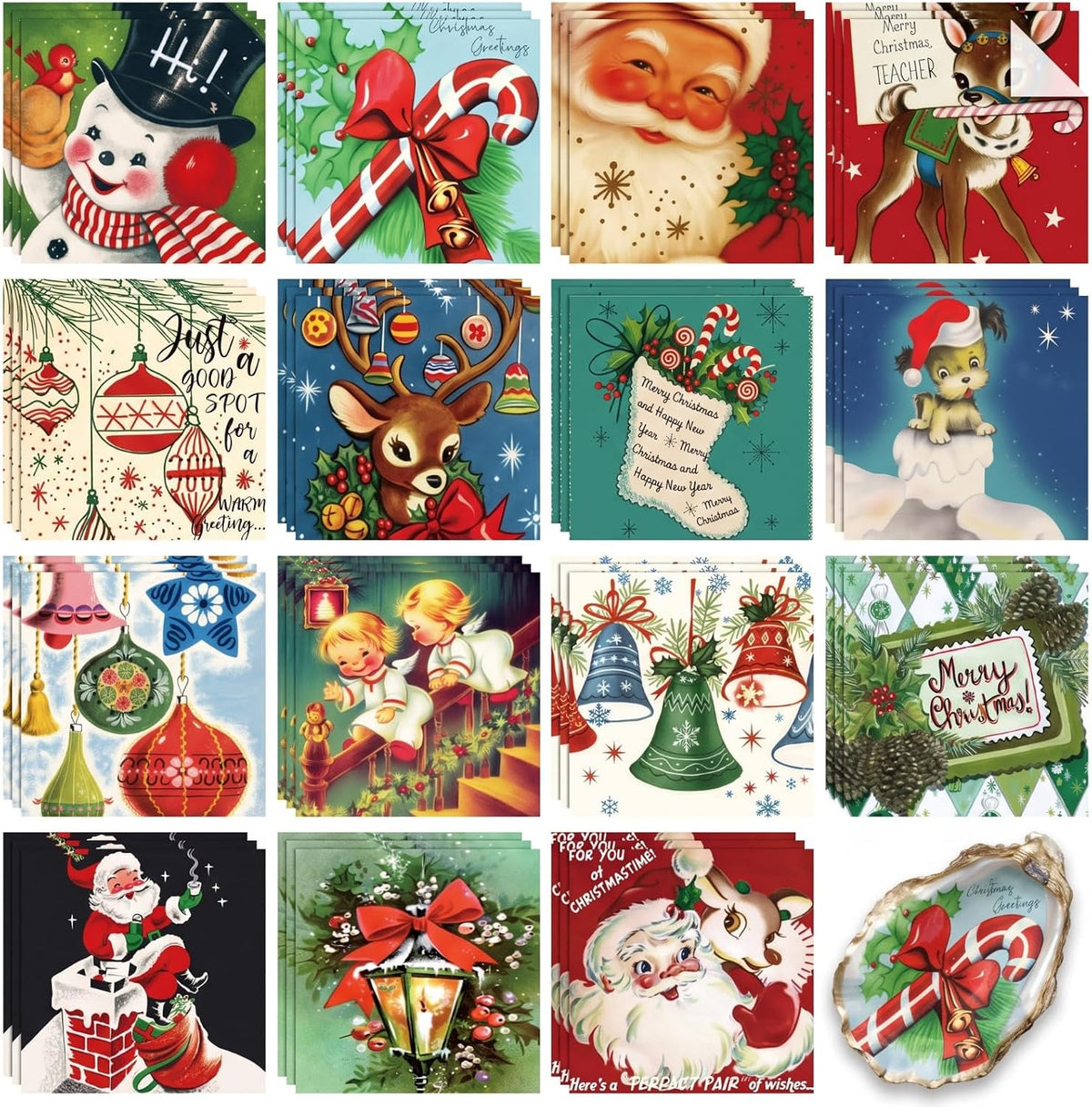 Gueevin 45 Pack Christmas Decoupage Napkins 15 Styles Vintage for DIY