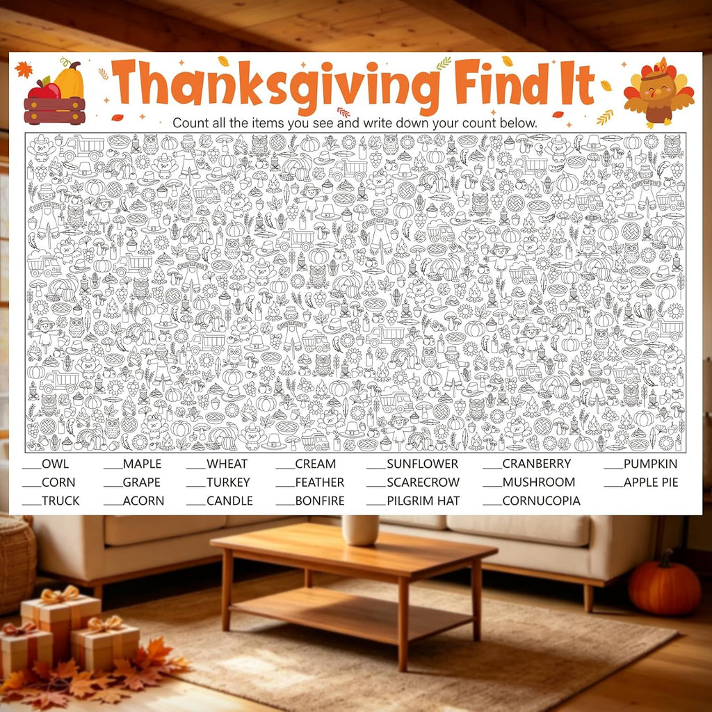 Giant Thanksgiving Word Pattern Find It Game for Family Office Large Group
