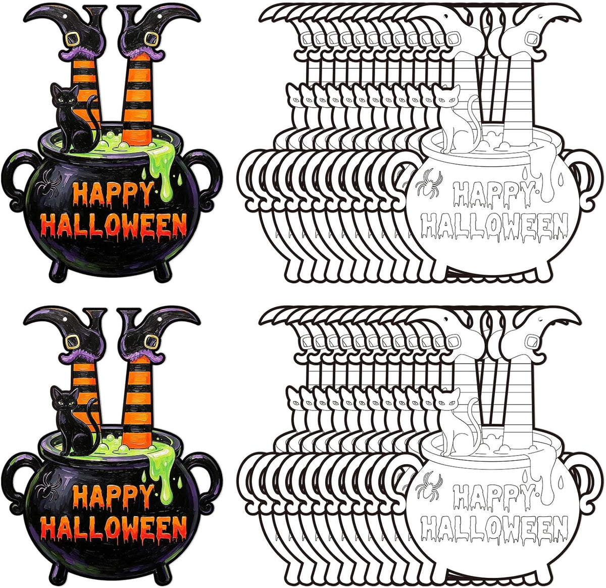 24 Pcs Halloween Coloring Wreath Crafts Color Your Own Witch Pot Crafts