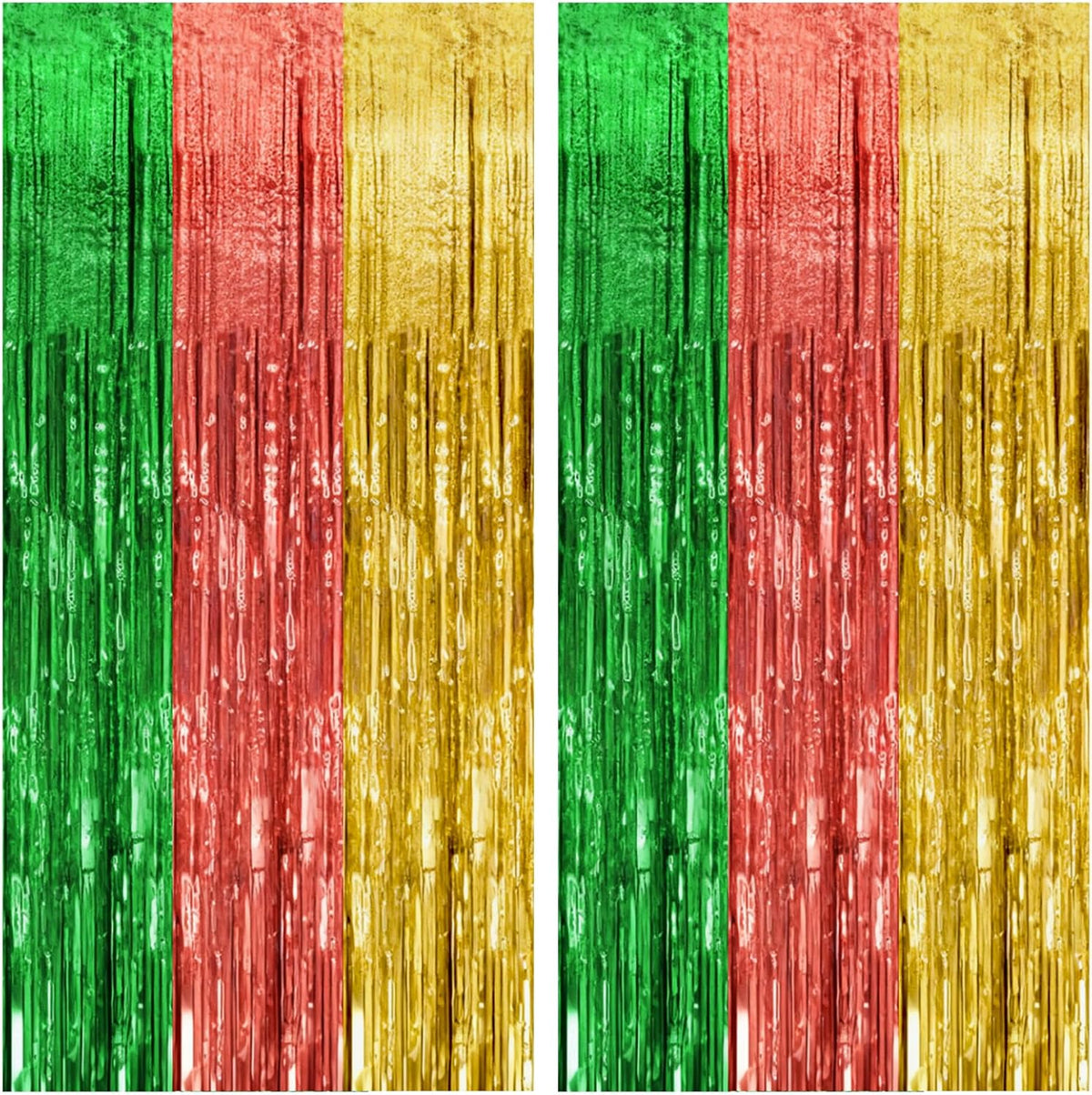 2 Pack Hawaii Party Backdrop Decorations Vibrant Summer Streamers Foil Fringe Curtains Metallic Tinsel Backdrop for Birthday Graduation Baby Shower Christmas Beach Holiday Party Decors