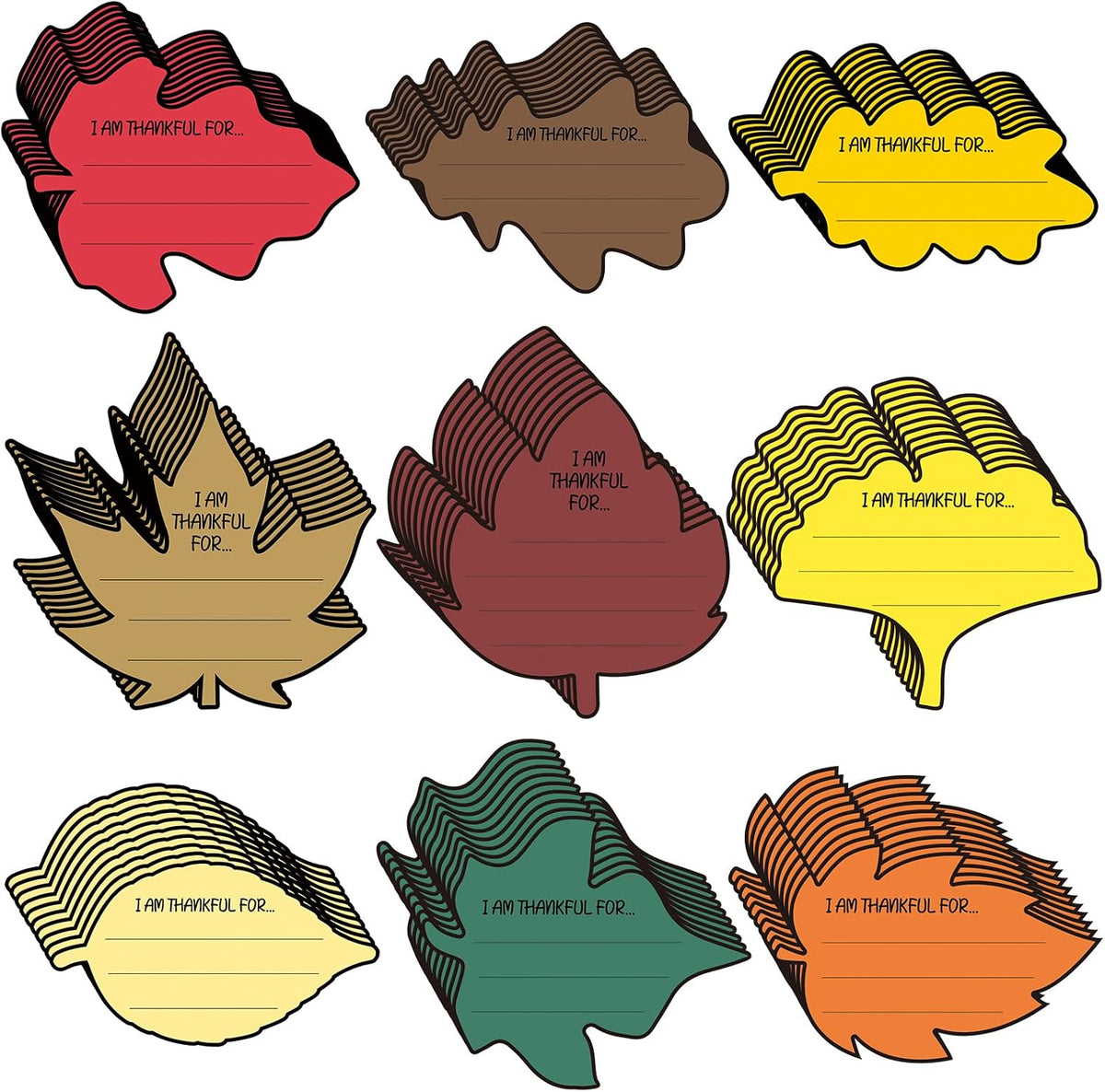 Engrowtic 90 Pcs Thankful for Leaves Cards for Thanksgiving I Am Thankful for Paper Cutouts Accents Table Place Cards for Fall Party Decorations Supplies (Novel)