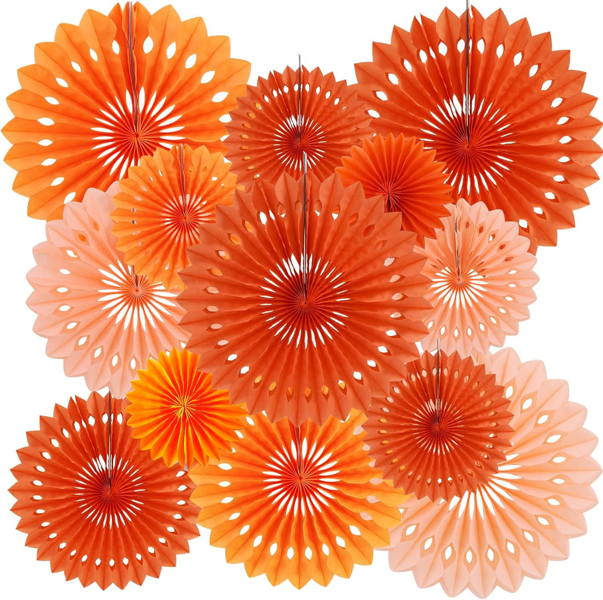 BEISHIDA Honeycomb Round Paper Fans Orange Hanging Party Decoration
