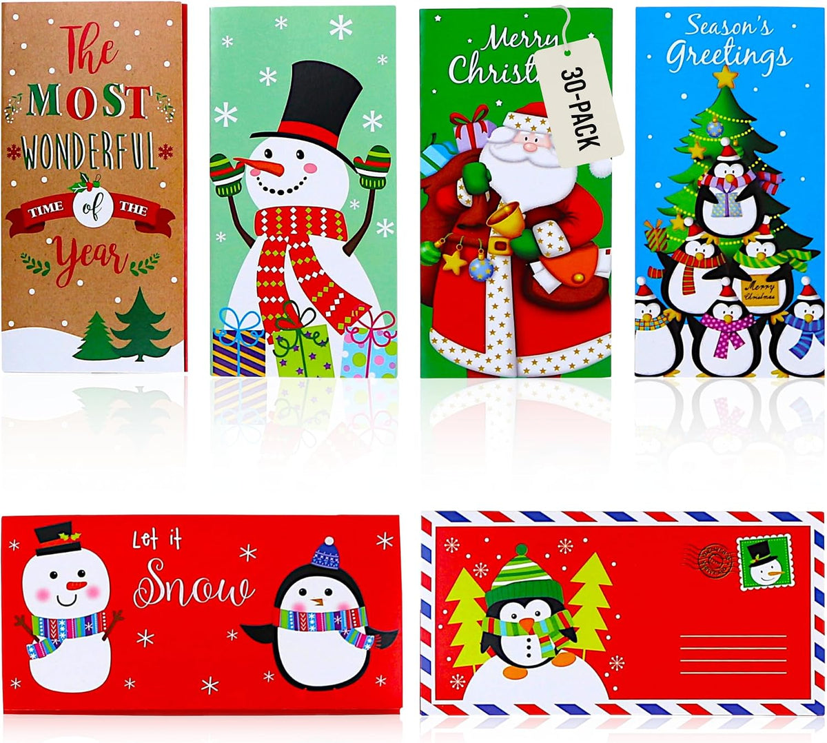 Iconikal 30-Pack Christmas Gift Card Money Holders