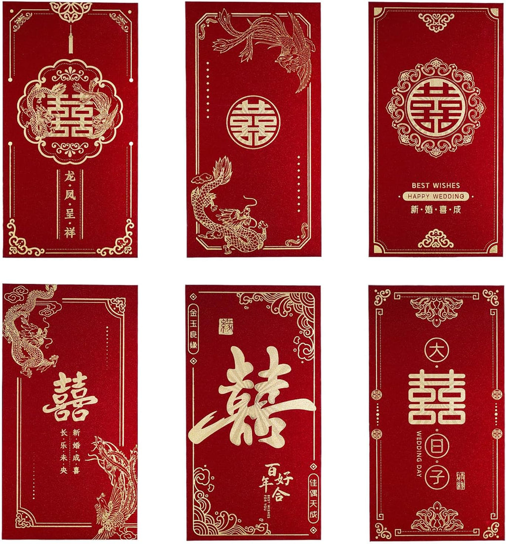 6 PCS Wedding Envelopes Chinese Red Envelope Lucky Money Packets
