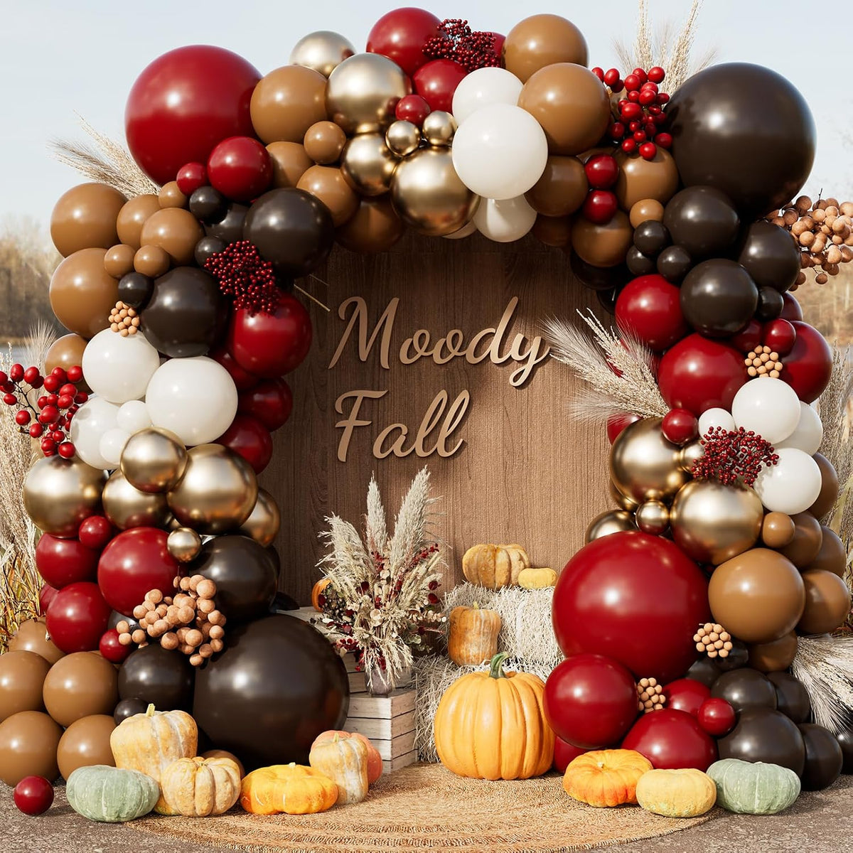 Double Stuffed Fall Balloon Arch Kit, 148 Pcs Pre-Nested Balloons